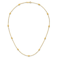 14k Diamond-cut w/Satin Oval Beads Necklace-SF2754-18