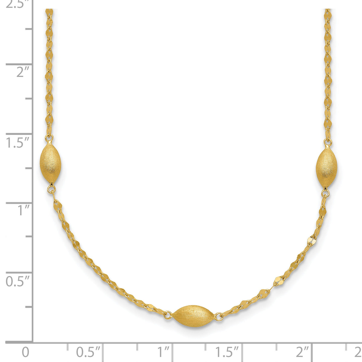 14k Diamond-cut w/Satin Oval Beads Necklace-SF2754-18