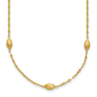 14k Diamond-cut w/Satin Oval Beads Necklace-SF2754-18