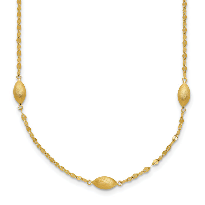 14k Diamond-cut w/Satin Oval Beads Necklace-SF2754-18
