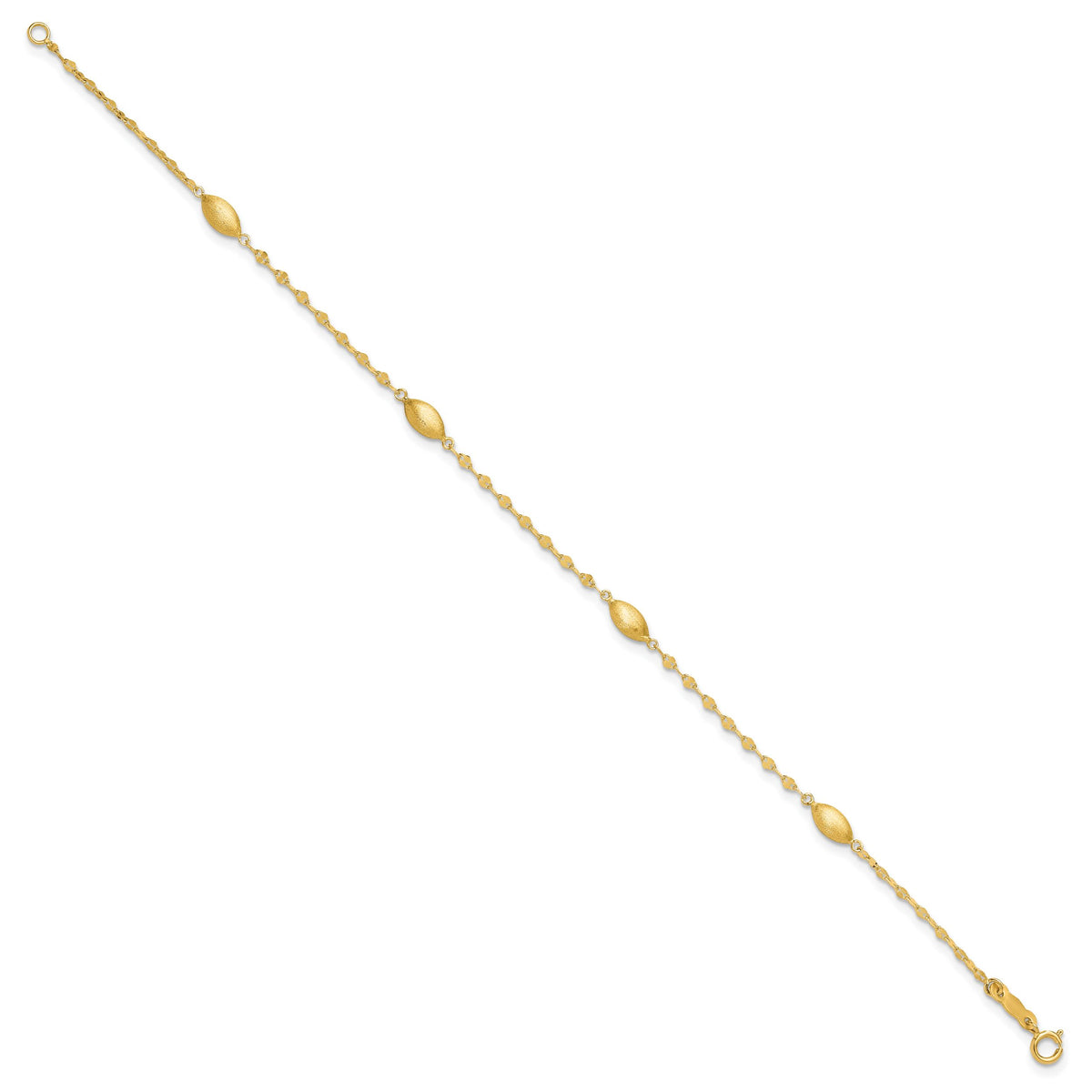 14k Diamond-cut w/Satin Oval Beads Bracelet-SF2754-7.5