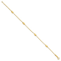 14k Diamond-cut w/Satin Oval Beads Bracelet-SF2754-7.5