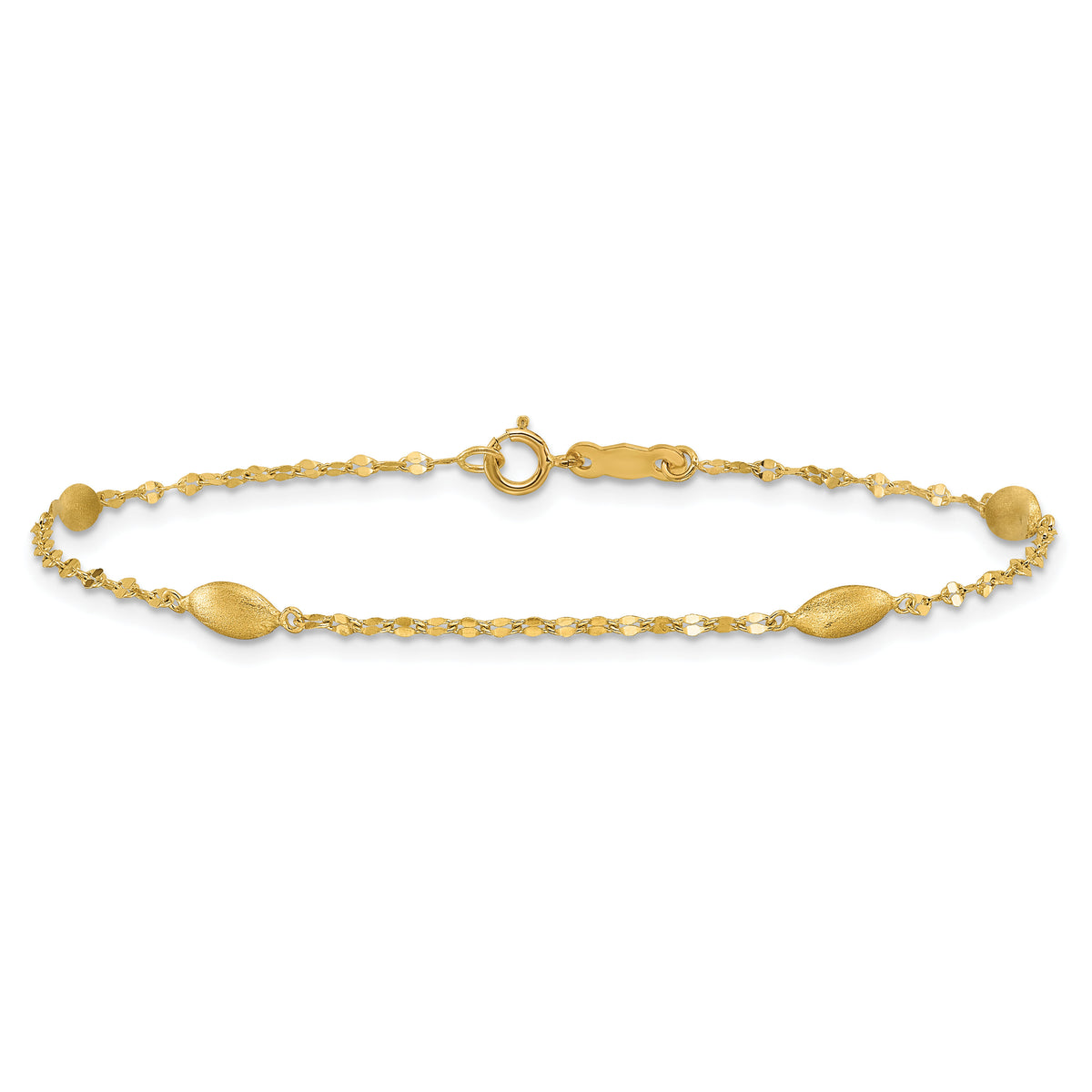 14k Diamond-cut w/Satin Oval Beads Bracelet-SF2754-7.5