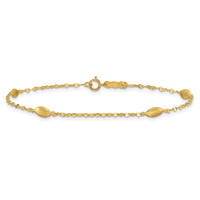 14k Diamond-cut w/Satin Oval Beads Bracelet-SF2754-7.5