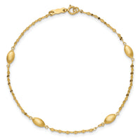 14k Diamond-cut w/Satin Oval Beads Bracelet-SF2754-7.5