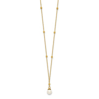 14k Beaded Chain w/5mm Freshwater Cultured Pearl Necklace-SF2763-18