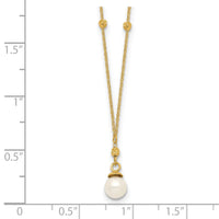 14k Beaded Chain w/5mm Freshwater Cultured Pearl Necklace-SF2763-18