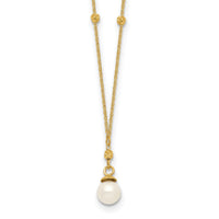 14k Beaded Chain w/5mm Freshwater Cultured Pearl Necklace-SF2763-18
