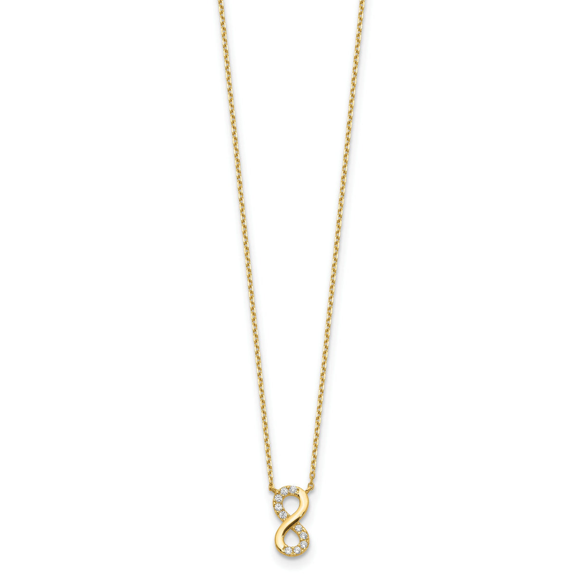 14K Infinity Symbol CZ with 2IN EXT Necklace-SF2765-18