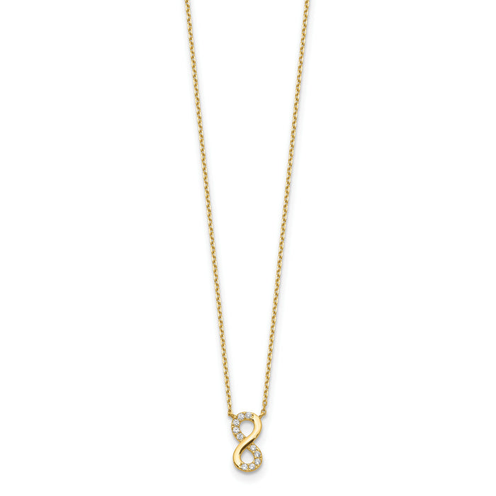 14K Infinity Symbol CZ with 2IN EXT Necklace-SF2765-18