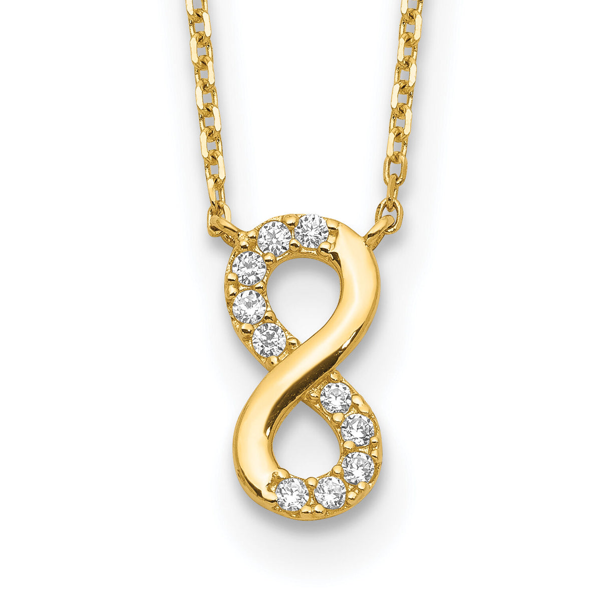 14K Infinity Symbol CZ with 2IN EXT Necklace-SF2765-18