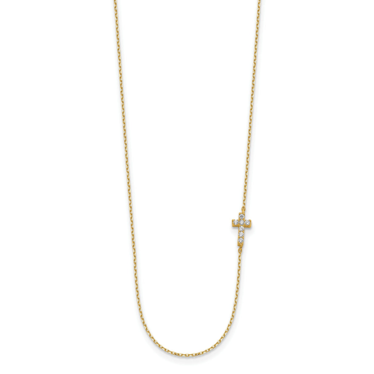 14K Small Cross CZ with 2IN EXT Necklace-SF2775-18
