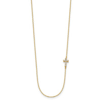 14K Small Cross CZ with 2IN EXT Necklace-SF2775-18