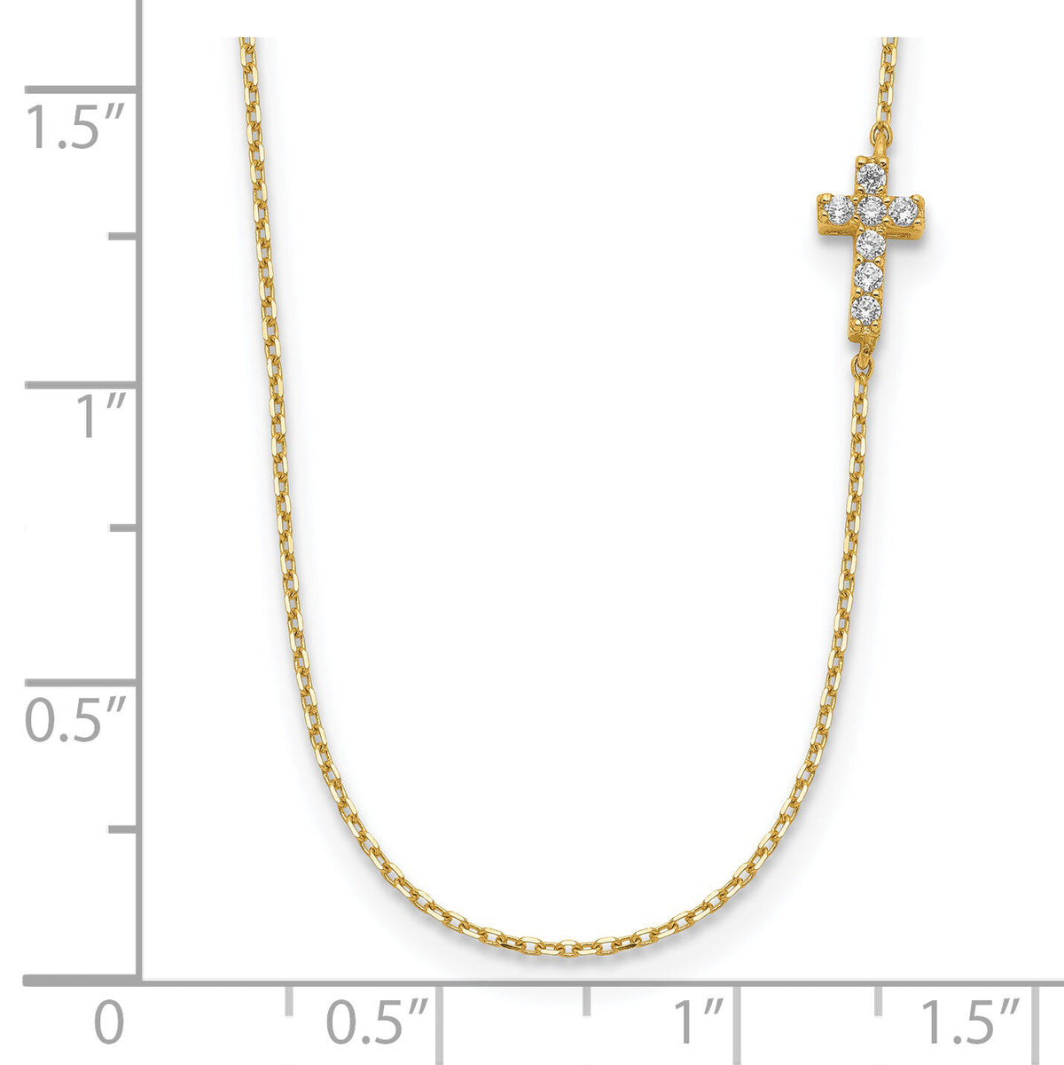 14K Small Cross CZ with 2IN EXT Necklace-SF2775-18