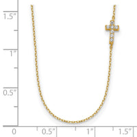 14K Small Cross CZ with 2IN EXT Necklace-SF2775-18