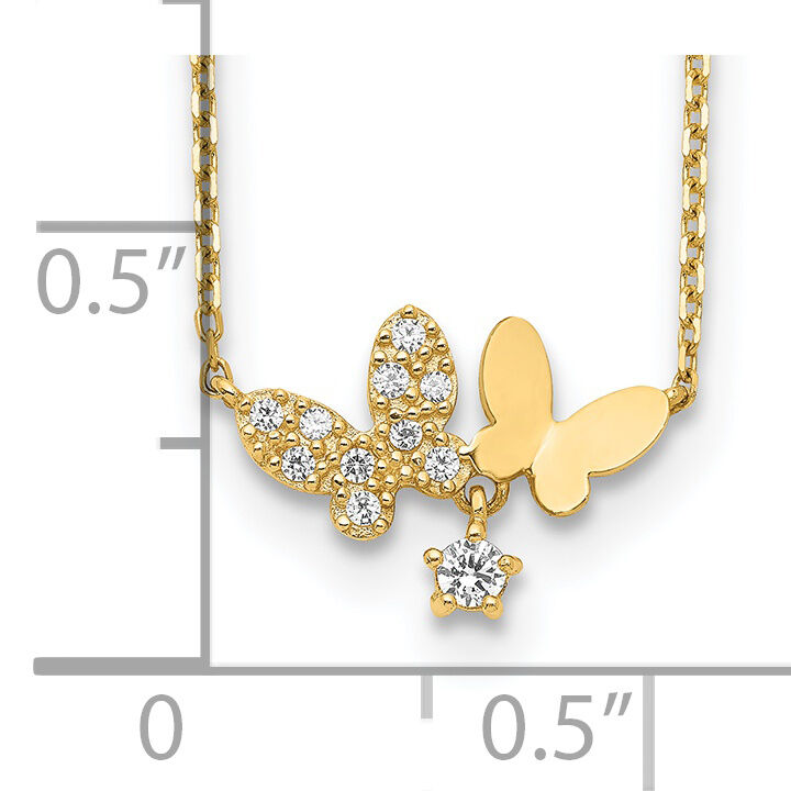 14K Butterflies CZ with 2IN EXT Necklace-SF2783-18