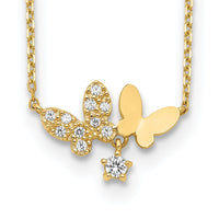 14K Butterflies CZ with 2IN EXT Necklace-SF2783-18