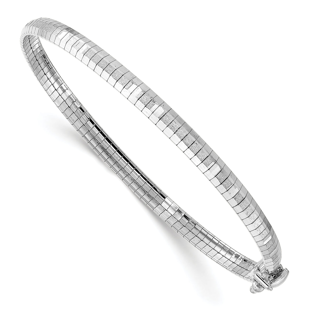 14K White Polished & Satin D/C Omega Bracelet-SF2797W-7.5