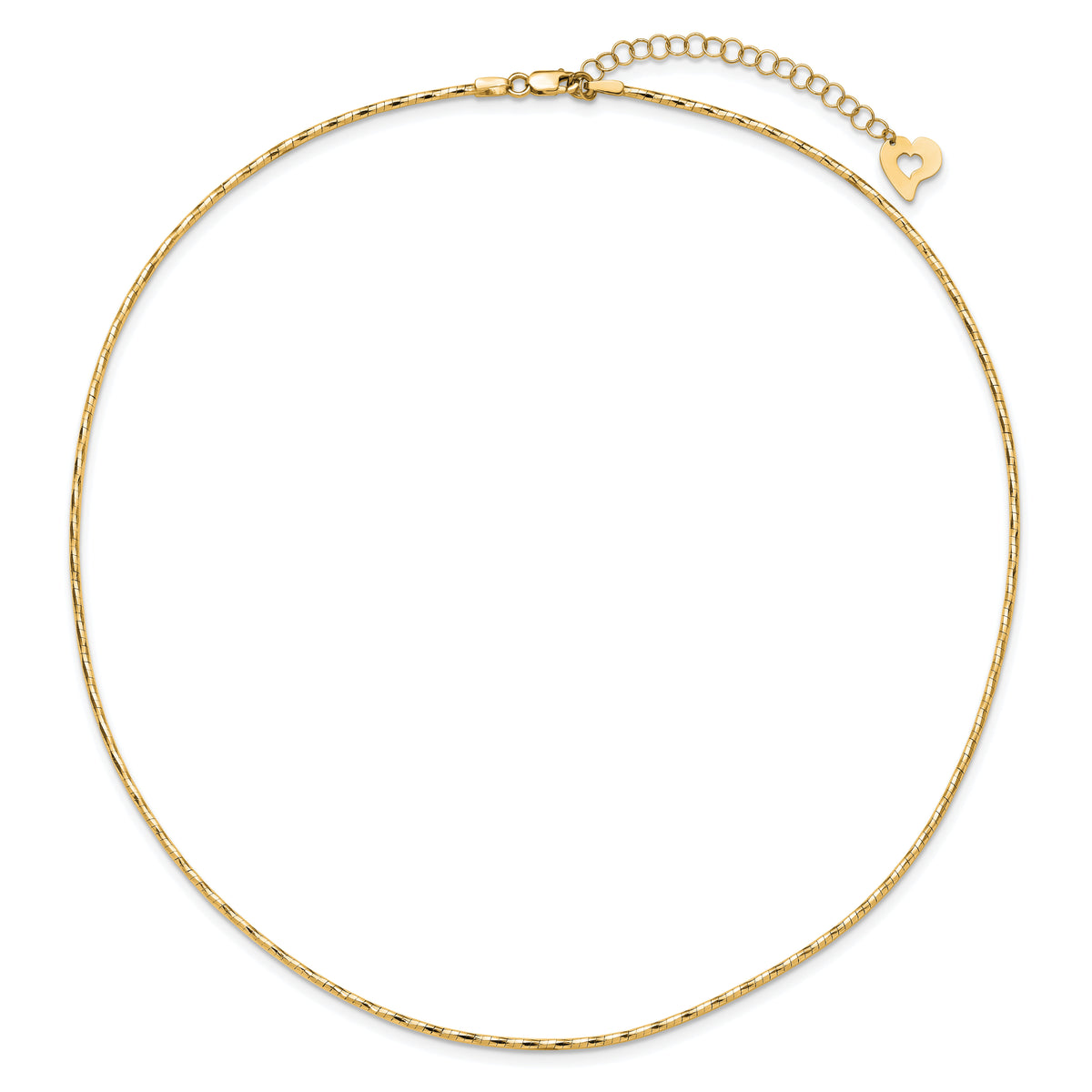 14K Yellow Polished w/2in. Ext. Round Twisted Omega Necklace-SF2798-18