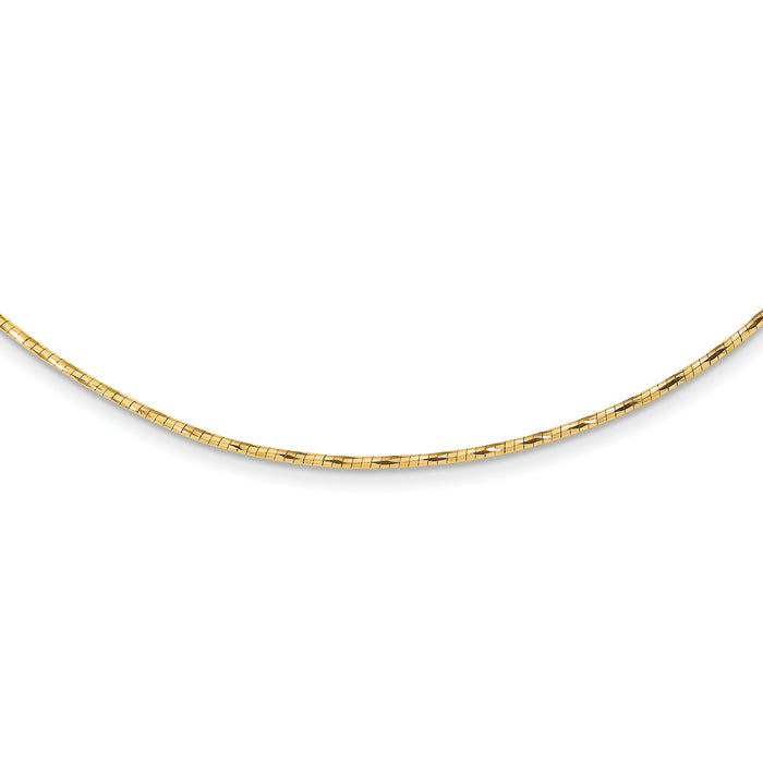 14K Yellow Polished w/2in. Ext. Round Twisted Omega Necklace-SF2798-18