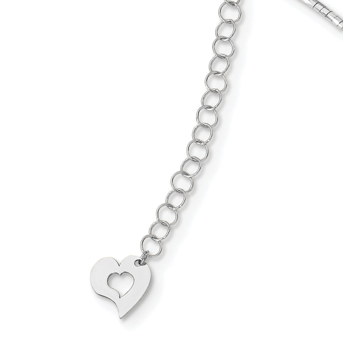 14K White Gold Polished w/2in. Ext. Round Twisted Omega Necklace-SF2798W-18