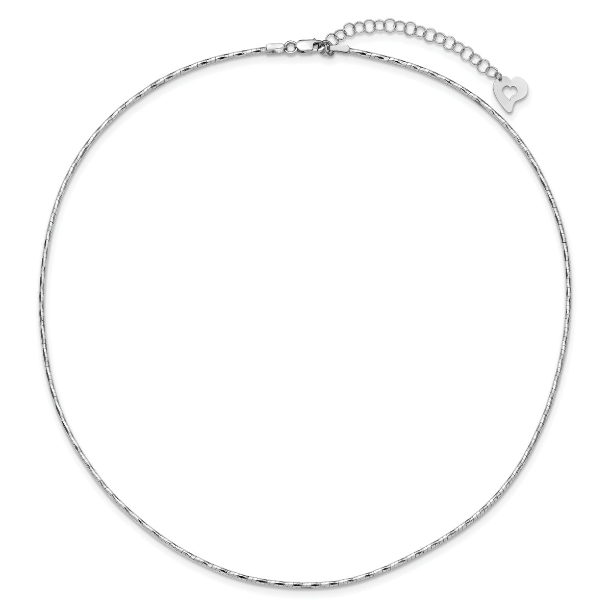 14K White Gold Polished w/2in. Ext. Round Twisted Omega Necklace-SF2798W-18