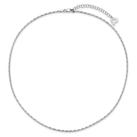 14K White Gold Polished w/2in. Ext. Round Twisted Omega Necklace-SF2798W-18