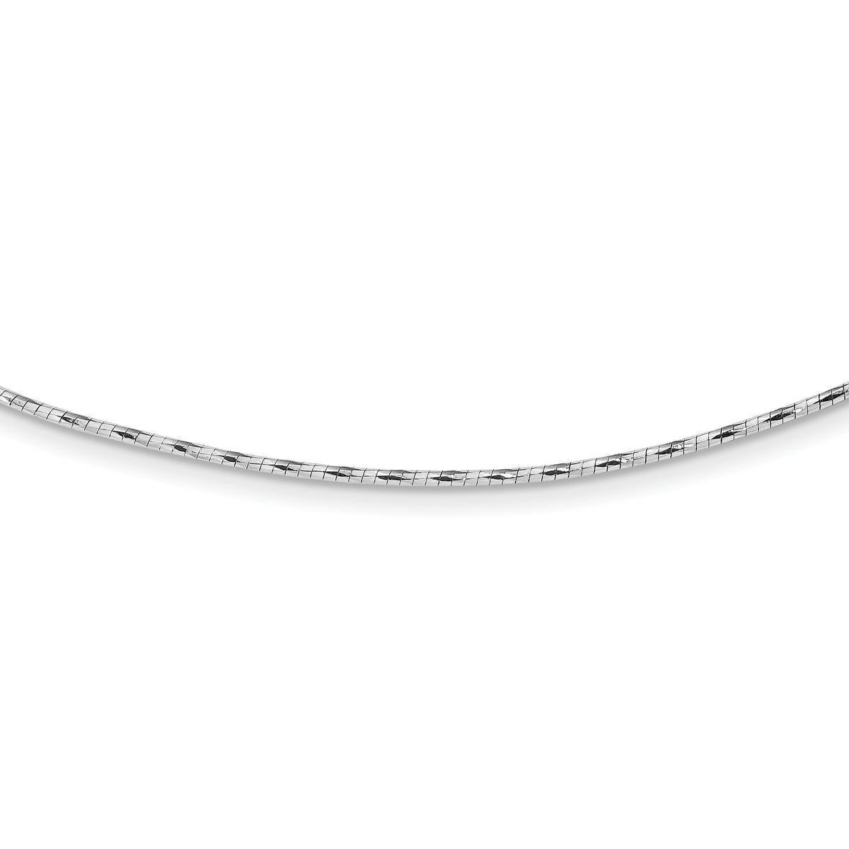 14K White Gold Polished w/2in. Ext. Round Twisted Omega Necklace-SF2798W-18