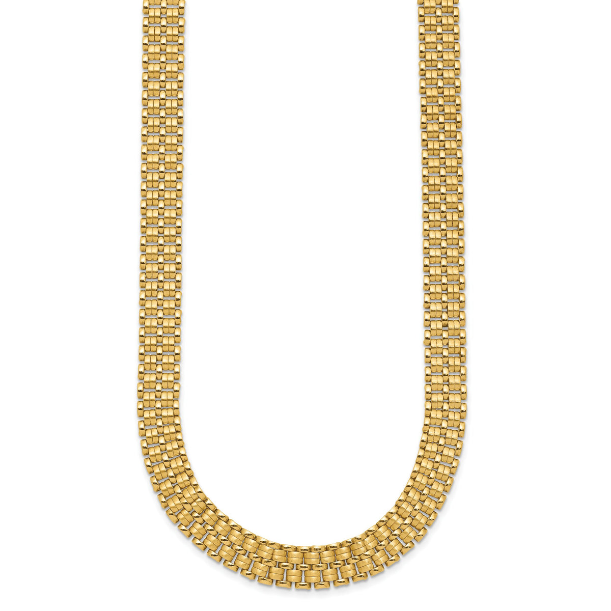 14K Brushed and Polished Basket Weave Pattern 17in Necklace-SF2814-17