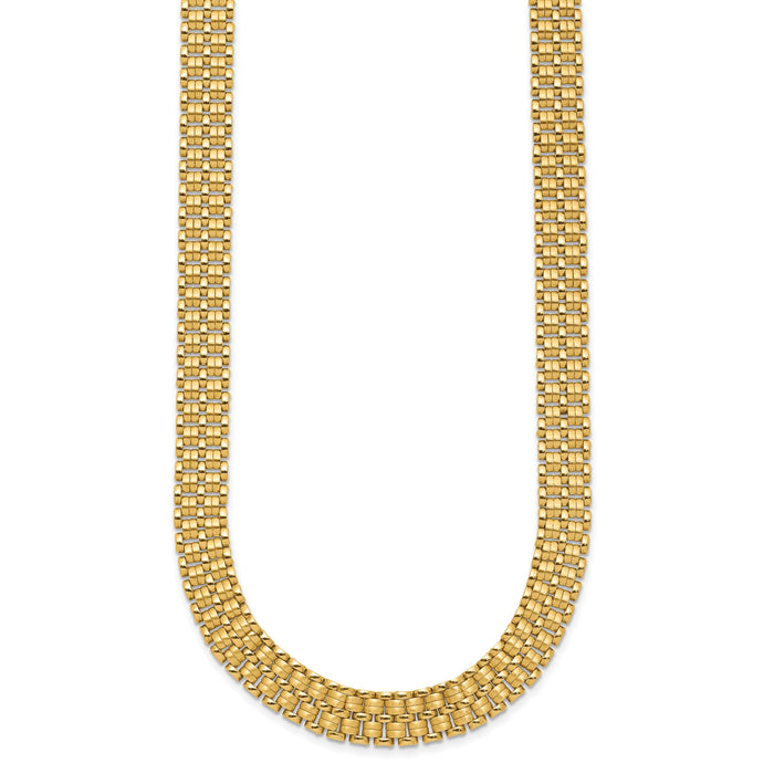 14K Brushed and Polished Basket Weave Pattern 17in Necklace-SF2814-17