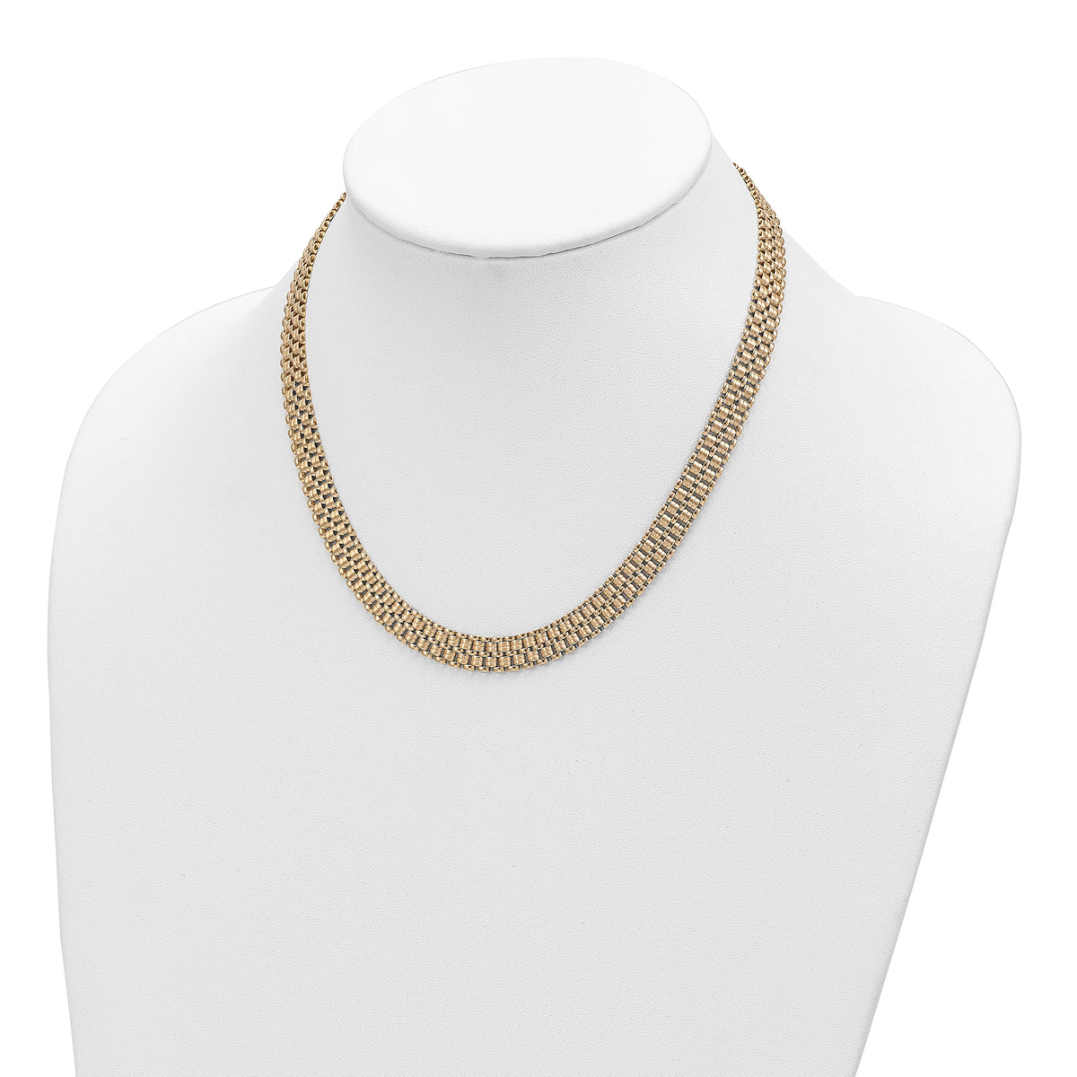14K Brushed and Polished Basket Weave Pattern 17in Necklace-SF2814-17