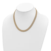 14K Brushed and Polished Basket Weave Pattern 17in Necklace-SF2814-17
