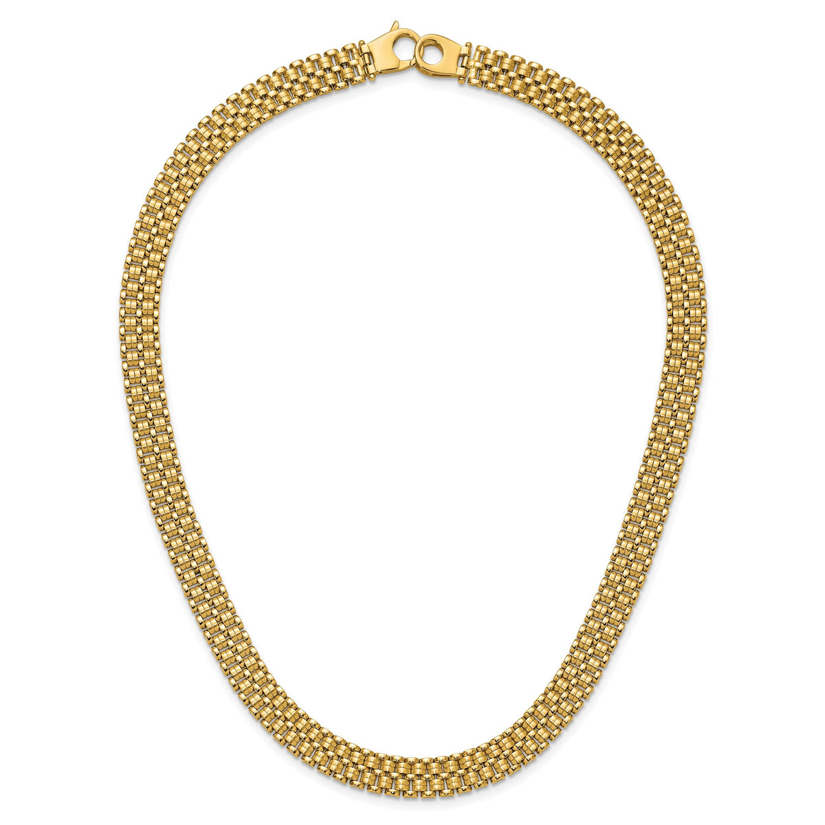 14K Brushed and Polished Basket Weave Pattern 17in Necklace-SF2814-17