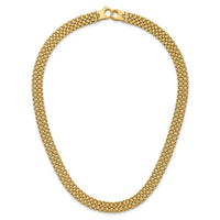14K Brushed and Polished Basket Weave Pattern 17in Necklace-SF2814-17