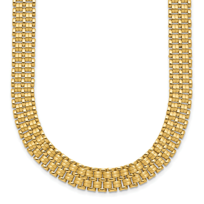 14K Brushed and Polished Basket Weave Pattern 17in Necklace-SF2814-17