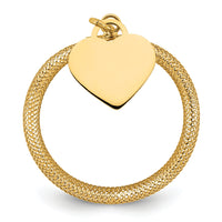 14K Gold Woven Mesh Stretch Polished Heart Charm Ring-SF2819
