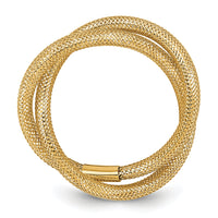 14K Gold Twisted Woven Mesh Stretch Ring-SF2821