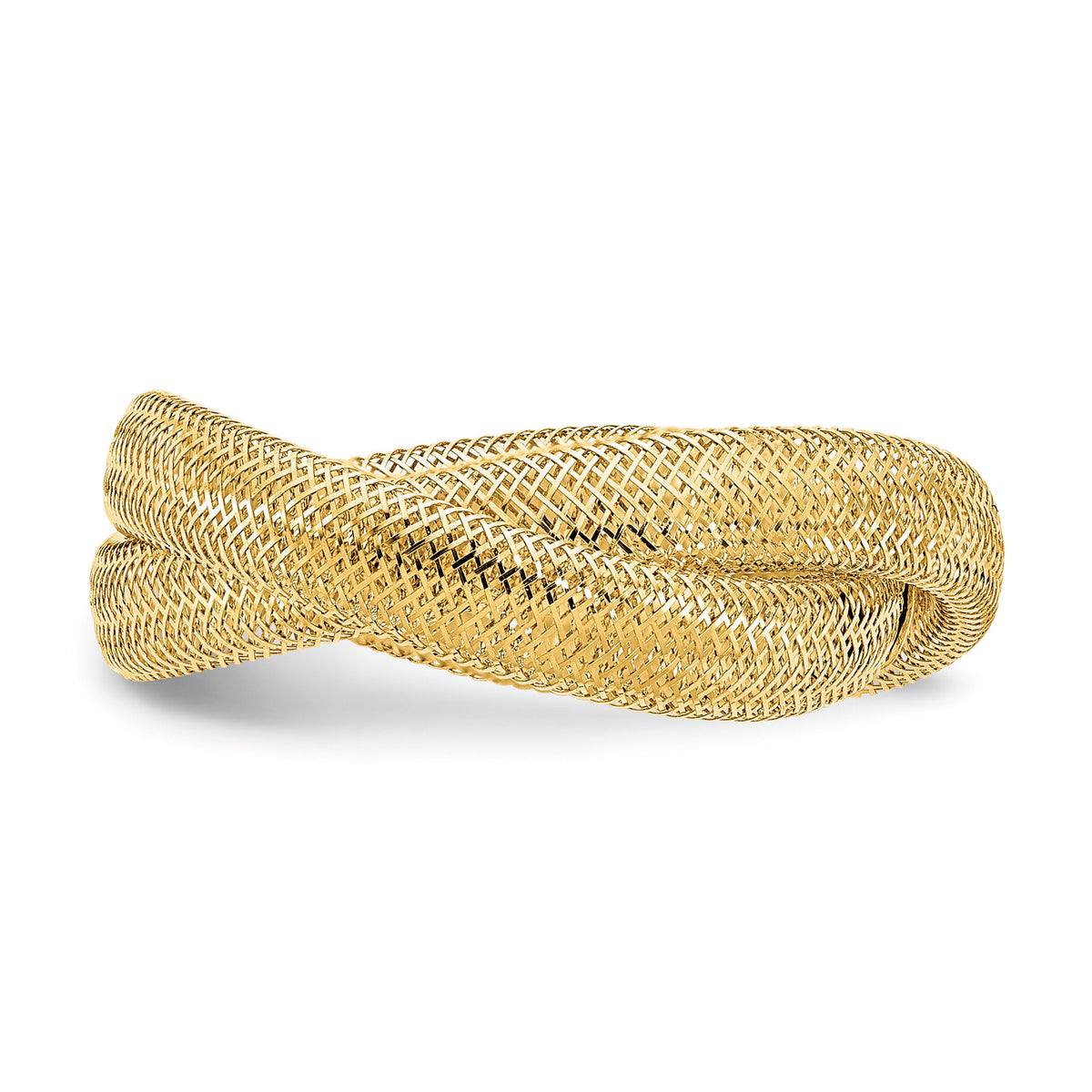 14K Gold Twisted Woven Mesh Stretch Ring-SF2821