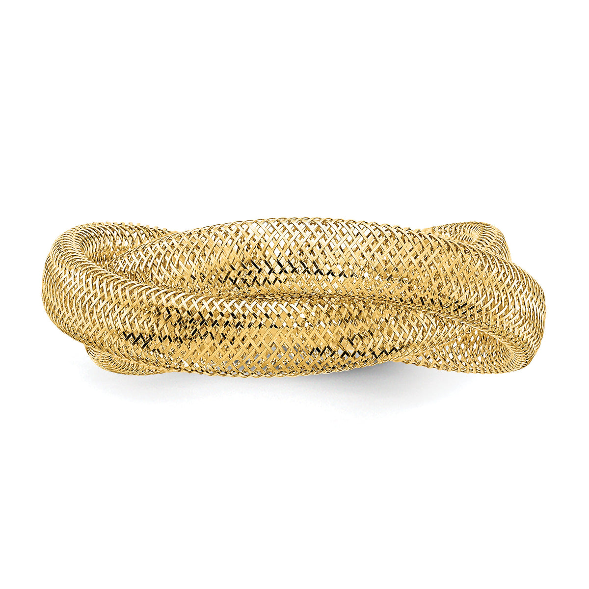 14K Gold Twisted Woven Mesh Stretch Ring-SF2821
