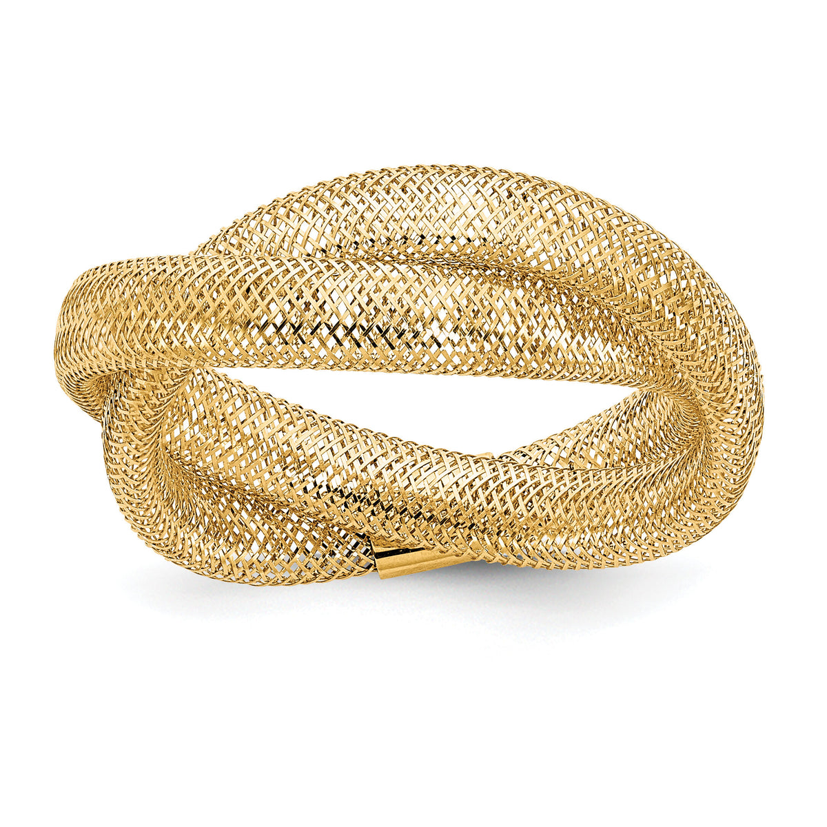 14K Gold Twisted Woven Mesh Stretch Ring-SF2821