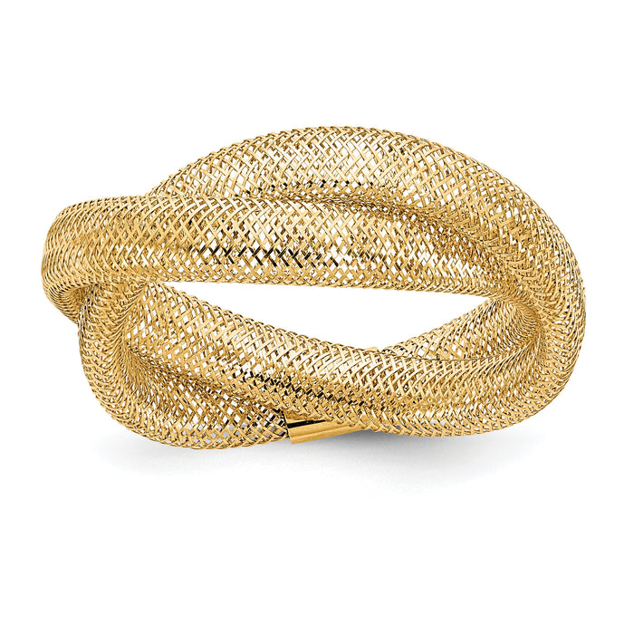 14K Gold Twisted Woven Mesh Stretch Ring-SF2821