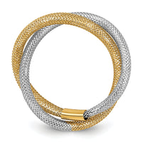 14K with Rhodium Woven Mesh Stretch Ring-SF2822