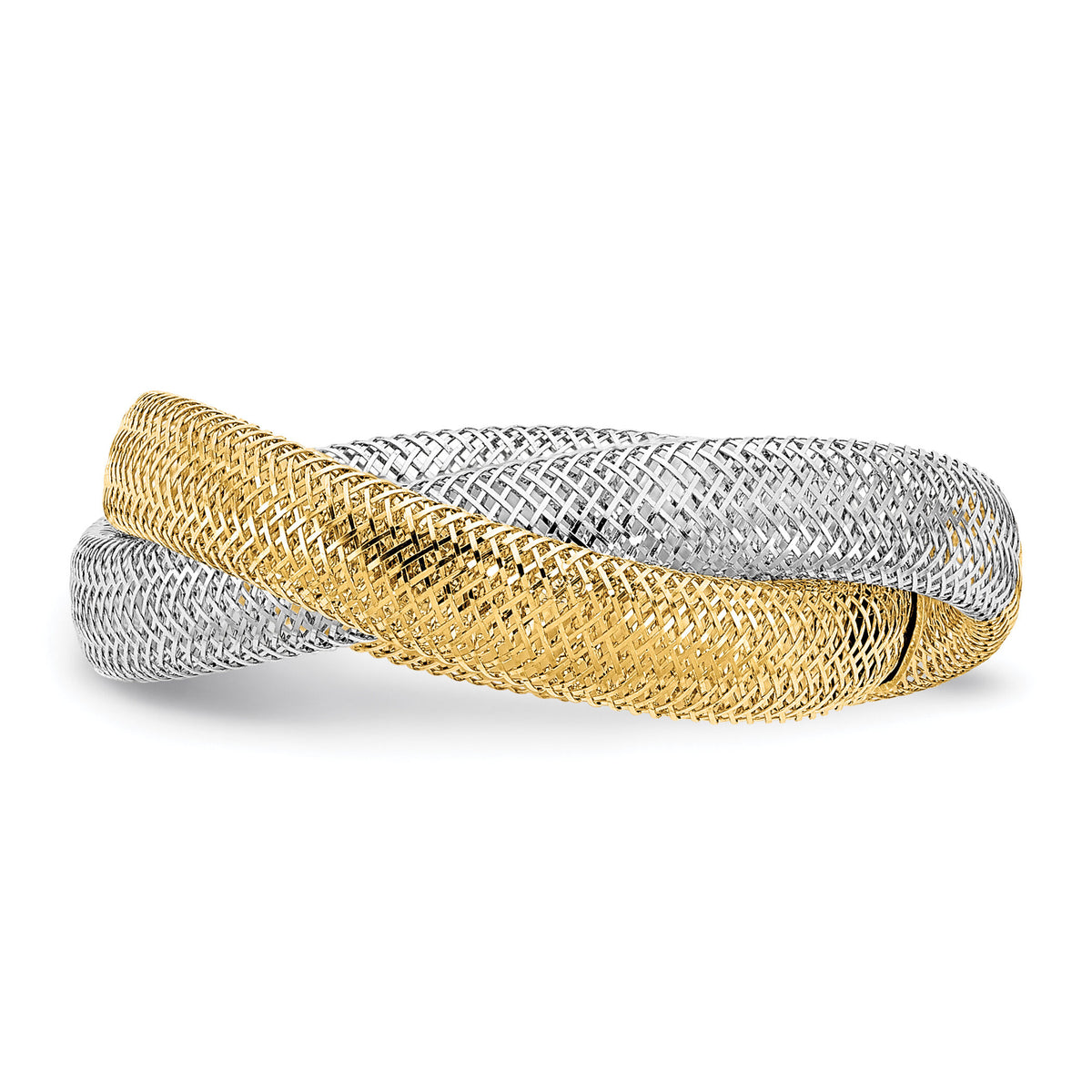14K with Rhodium Woven Mesh Stretch Ring-SF2822
