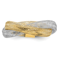 14K with Rhodium Woven Mesh Stretch Ring-SF2822