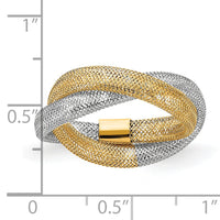 14K with Rhodium Woven Mesh Stretch Ring-SF2822