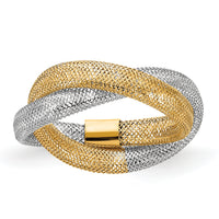 14K with Rhodium Woven Mesh Stretch Ring-SF2822