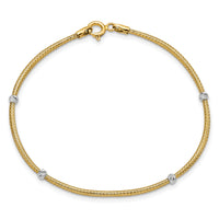 14K with Rhodium Woven Flexible D/C Beads Bracelet-SF2825-7.25