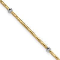 14K with Rhodium Woven Flexible D/C Beads Bracelet-SF2825-7.25