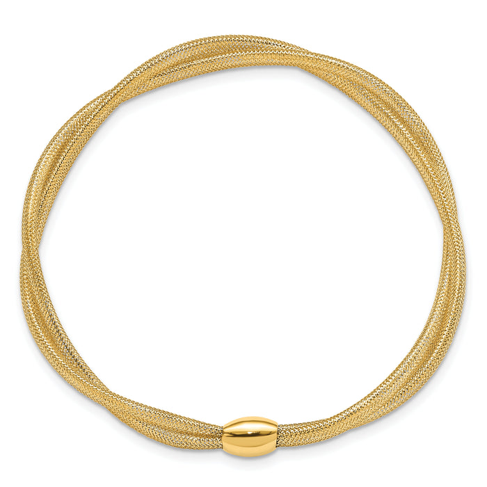 14K Gold Twisted Woven Mesh Stretch Bracelet-SF2826