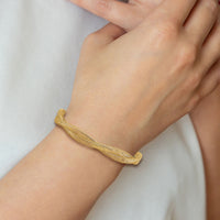 14K Gold Twisted Woven Mesh Stretch Bracelet-SF2826